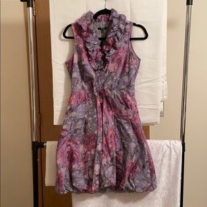 Samuel Dong Summer Dress; Ruffle Jacquard Mini